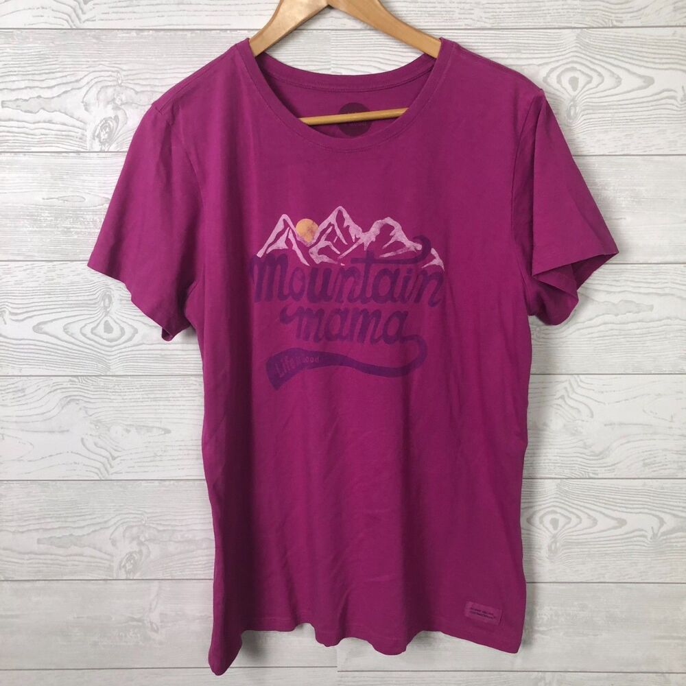 Life is Good Crusher Tee Women's Large Mountain Mama Classic Fit Shirt Cotton